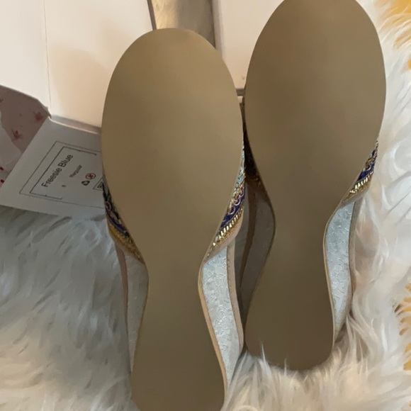 Fuchsia Women's Blue and Gold Loafers - Picture 10 of 10